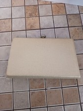 Small Vintage Shimmery Gold Evening Bag With Gold Chain .