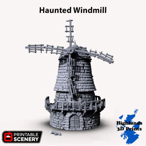 Haunted Windmill Scatter Terrain Tabletop Gaming DnD 3DPrint 32/28/20/15/10 - Picture 1 of 11