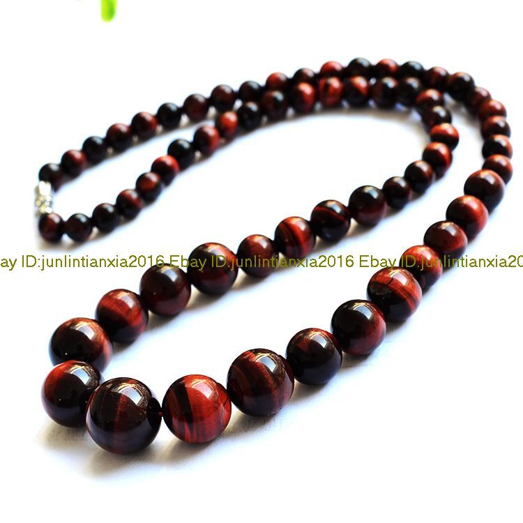 Red Tigers Eye Beads Handmade Tiger's Eye Gemstone Bead Necklace - Multi-Color Round Beads 6-12mm (18-48") Bluetiger Eye Necklace - Foto 7