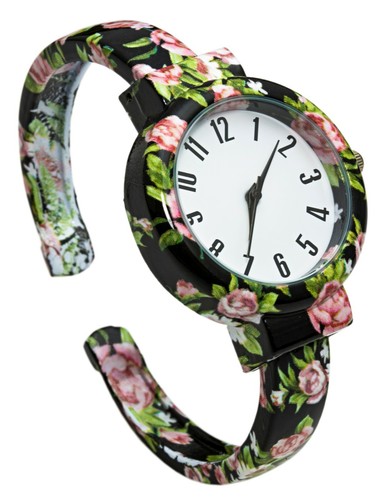 Blekon Collections Analog Quartz Womens 32mm Case Floral Design Cuff Bange Watch - 第 4/60 張圖片