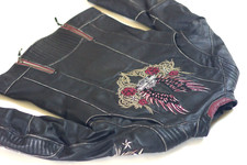 Harley-davidson Women's Embroidered Roses Cant Black Leather Jacket S 97011-20vw