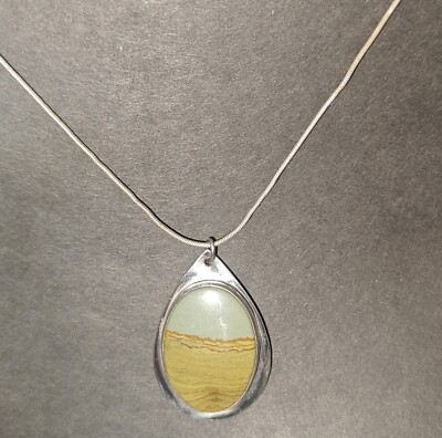 Mark Mann Picture Jasper Sterling Silver Pendant on Italy Necklace
