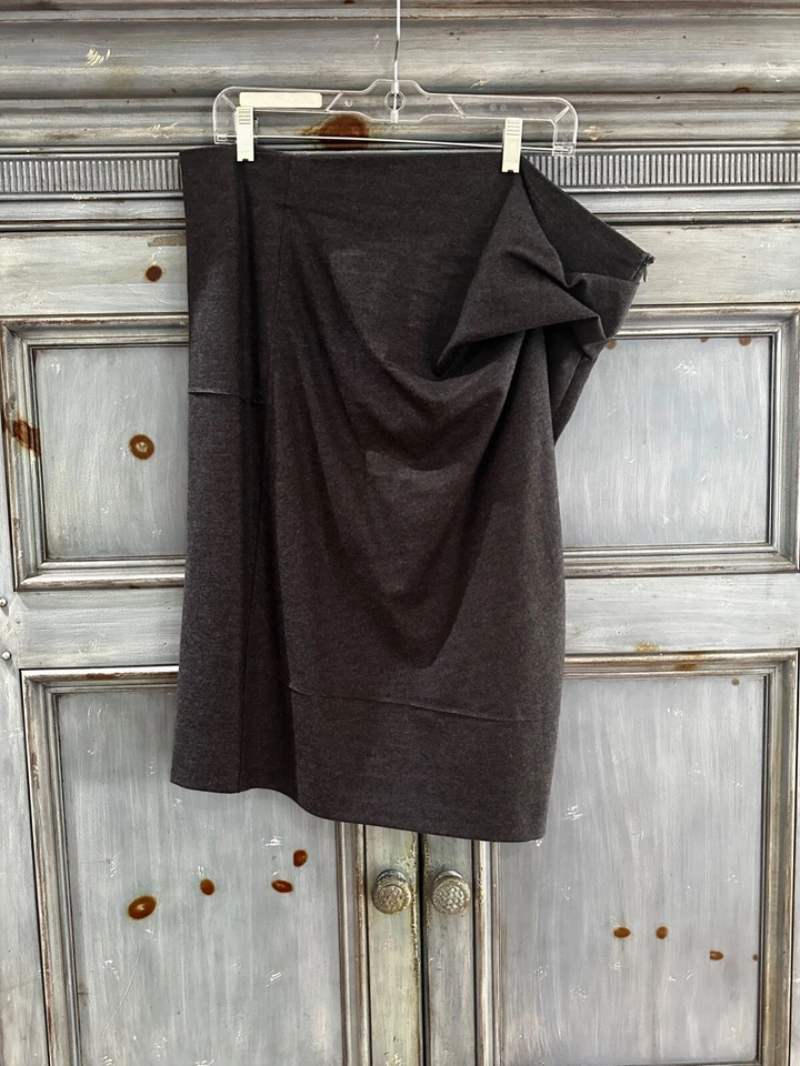 Brunello Cucinelli Falda Lápiz Gris Oscuro Talla US 14 NUEVA CON ETIQUETAS
