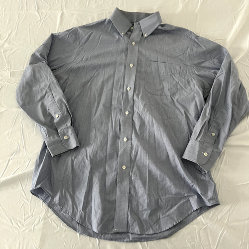 Lauren Ralph Lauren Button Up Shirt Men 16 32/33 Blue Collar Striped 100% Cotton - Picture 1 of 11
