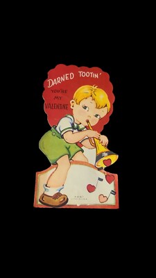 Vintage Valentine's Day Card Darn Tootin