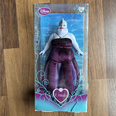 Selten Disney Store Die kleine Meerjungfrau Ursula Seehexe Kunststoff Plüschtier Puppe 12 Zoll