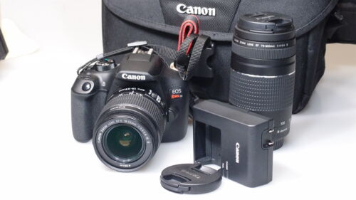 CANON T6 18MP DIGITAL CAMERA W/2 LENESES AND CASE MINT - Afbeelding 1 van 8