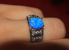 fire opal Cz ring gems silver jewelry Sz 6 6.5 7.5 chic cocktail engagement band