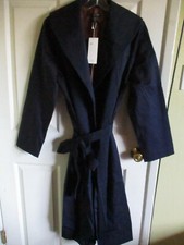 Sz 3x Eileen Fisher Midnight Organic Cotton Twill Wide Collar Coat Nwt