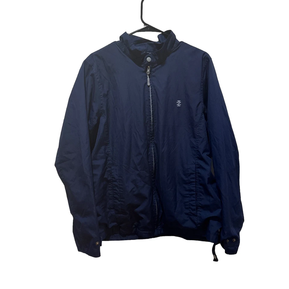 IZOD Men’s Jacket Windbreaker Sz L Navy Blue Lined Pockets Wind Resistant Golf - Image 2 of 4