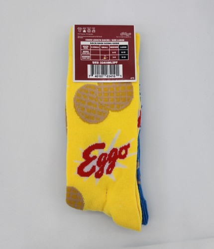 2 Pair Pop Tarts & Eggo Waffles Crew Socks, Men's Shoe 8-12 Novelty Gift L3 MP - Picture 4 of 5