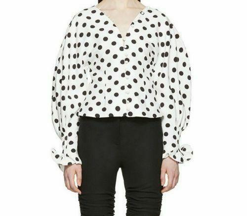 Womens Retro V-neck Puffle Sleeve Blouses Fashion Short Tunic Tops Shirts Size - Bild 7 von 27