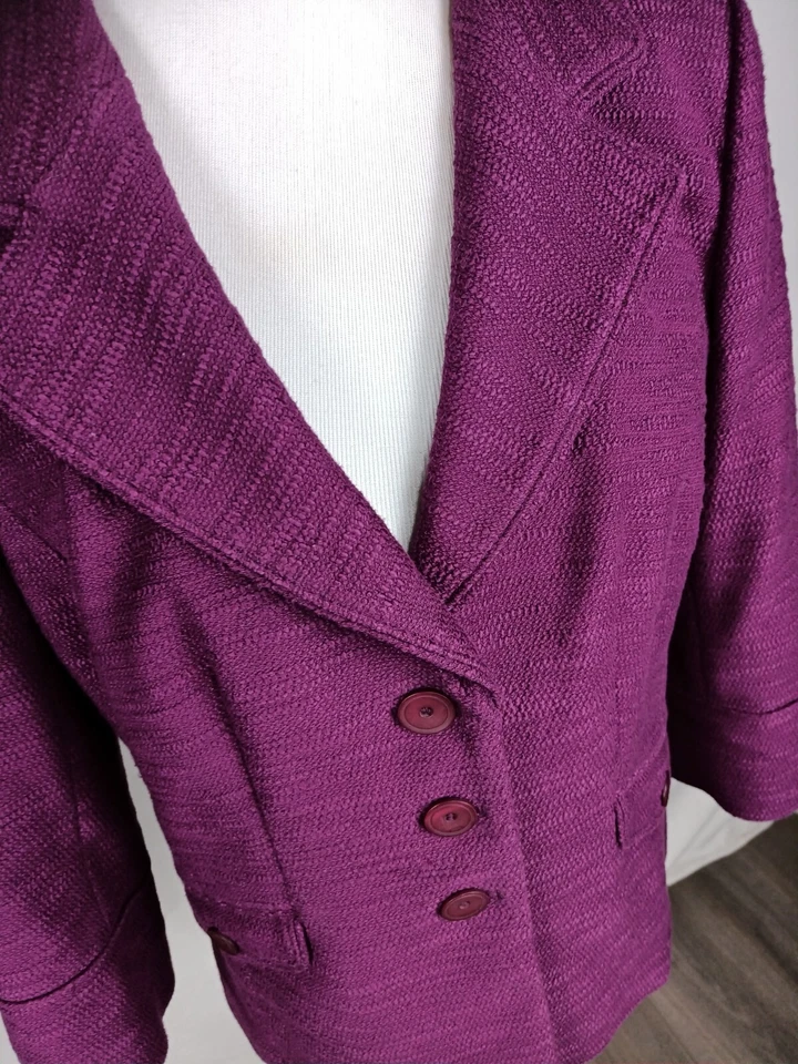 Classiques Entier Wms Talla M Traje Texturizado Púrpura Chaqueta Separada B3 Foto 3 de 4