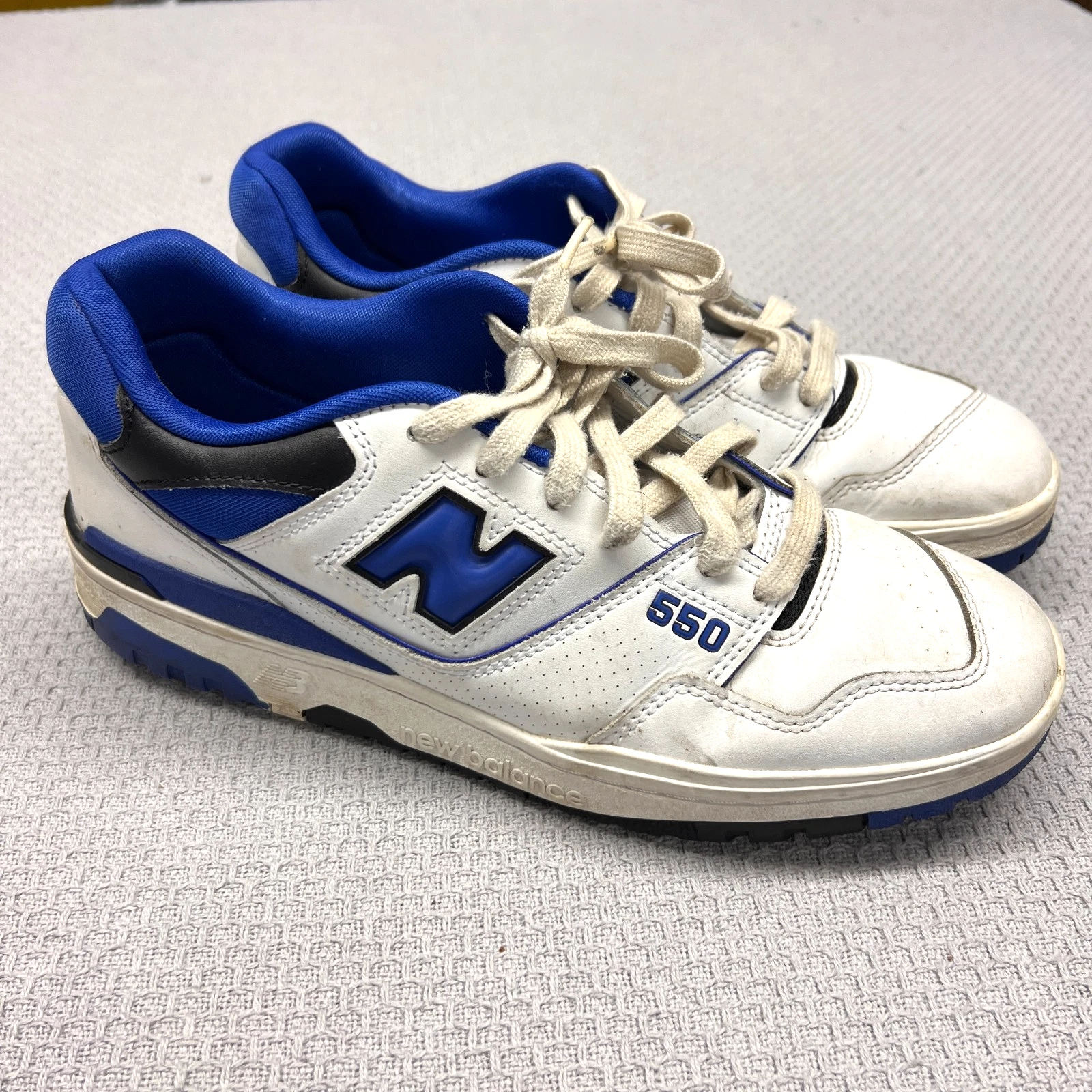 Scarpe vintage New Balance 550 uomo 12 sneakers basse pelle bianco blu