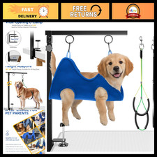 Adjustable Foldable Dog Grooming Arm with Clamp, 26-40" Height, Safety Hammock 
