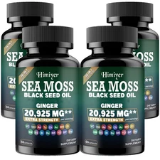 Seaweed capsules, 4-bottle pack, dietary supplement, 60 capsules per bottle