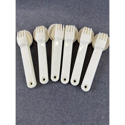 Tupperware Cutlery Set Unisex OS Cream Vintage Nesting Travel Utensils 6 Sets