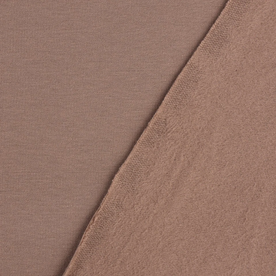 Sweatstoff Soft Sweat Bio einfarbig dünn taupe 1,5m Breite - Bild 3 von 4