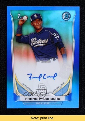 2014 Bowman Prospect Chrome Blue Refractor /150 Franchy Cordero Auto READ 03ss