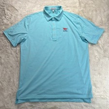 Peter Millar LACC 123RD U.S. Open Polo Shirt Mens Large Blue Striped