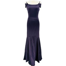 Adrianna Papell Purple Satin Mermaid Gown Old Hollywood Glamour Womens Size 4