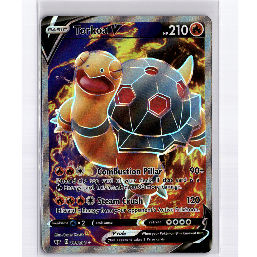 Torkoal V (Full Art) Ultra Rare Holo 188/202 SWSH01: Sword & Shield Base Set NM