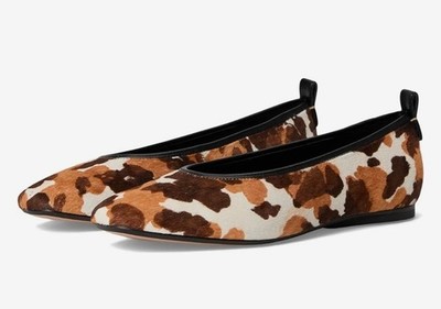 Naturalizer 27 Edit Carla Brown Cow Calf Hair Ballet Flat Women's Size 8.5 NEW