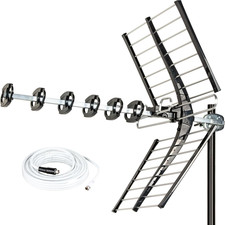 Upgraded 200 Miles Long Range High-Performance HDTV VHF UHF Outdoor Antenna Supp
