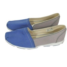 Lands End Slip On Loafers Flats Shoes Fabric Women Size 8.5 D Blue Tan