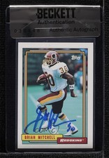 BAS 1992 Topps Brian Mitchell #52 Seal of Authenticity Auto 3c7