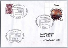 Timbro speciale Norimberga 2001 esperienza francobolli globo terrestre castello Kirchheim