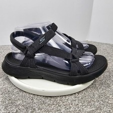 Skechers Sandals Womens Go Walk Flex Sublime Strappy Black Walking Comfort Sz 8