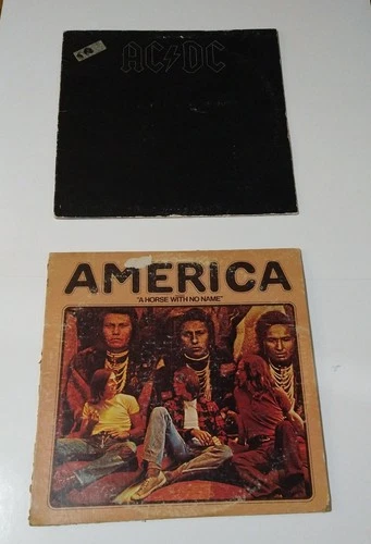 Vintage AC/DC Back In Black Vinyl  LP 1980 Monarch Pressing + America Horse No