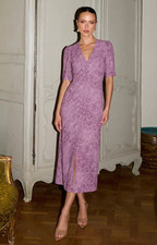Whistles Womens Pink Snake Print Maxi Dress V-Neck Short Sleeve RRP £159
