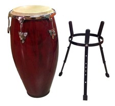B-Stock Zenison 11" inch Conga Hand Drum Natural Rawhide Head with Drummer Stand