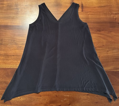 #ad #ad Sympli black sleeveless V neck asymmetrical tunic Tank Jersey Stretch Sz 10 $17.50
