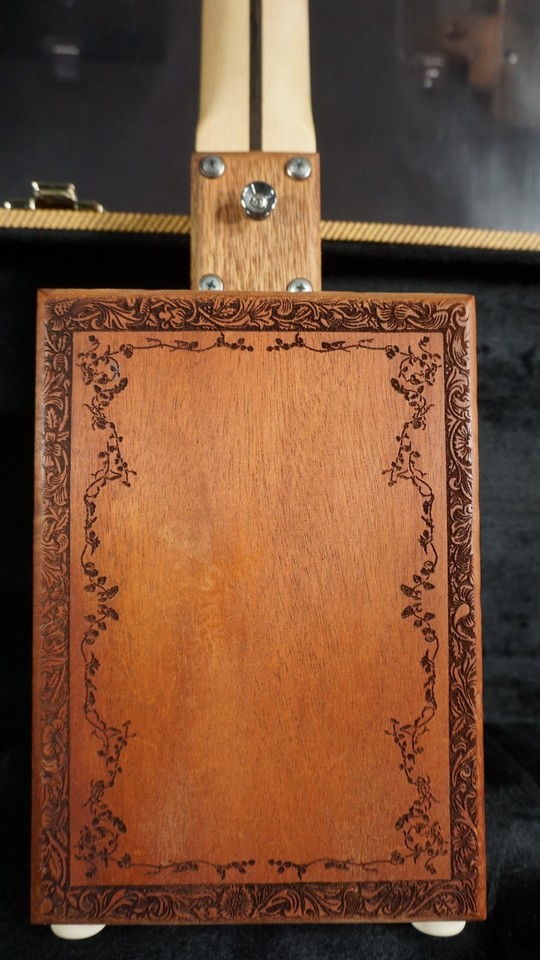 Carl's Custom Guitar Engraved Opening Body Electric Cigar Box w/ Tweed ...