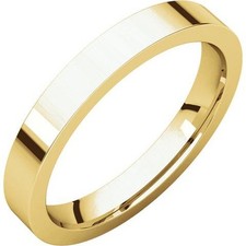 3mm 14K Solid Yellow Gold Plain Flat Comfort Fit Wedding Band Ring New All Sizes