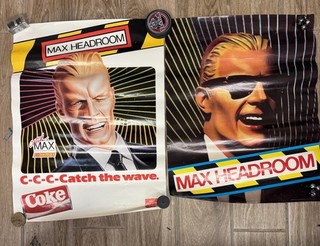 Vintage 80’s Lot Of 2 MAX HEADROOM C C C CATCH THE WAVE POSTERS