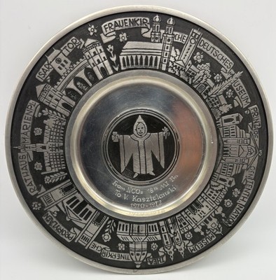 VTG Bavaria Pewter 8'' Plate - Munich, Germany By Anton Schreiner Nabburg (ASN)