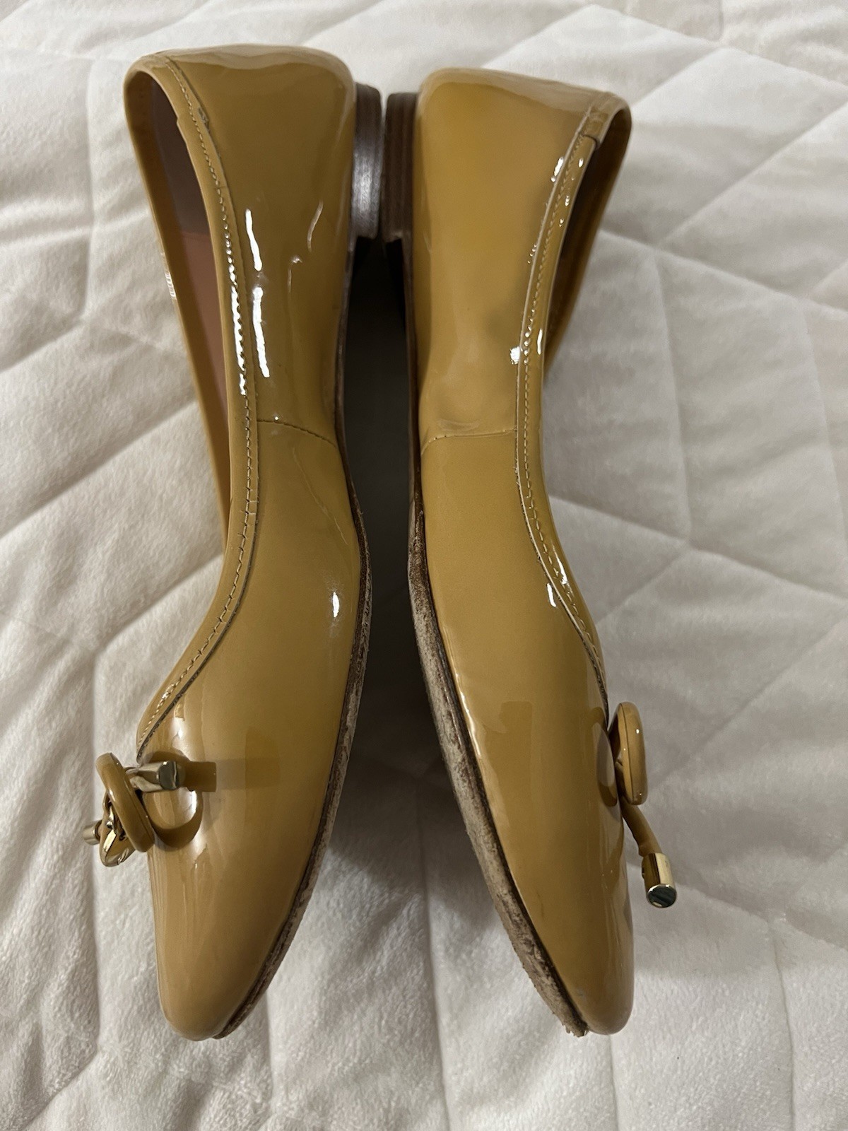 Kate Spade Willa Ballet Flats Size 8 Camel Color Leather Bow thumbnail 2