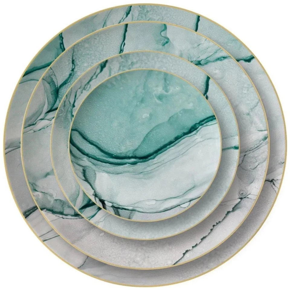 Luxuriöses Green Marble Bone China Geschirrset