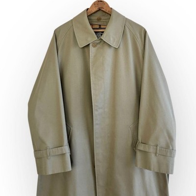 Burberrys 80s 90s Balmacaan Coat Khaki Nova Check Lining L Vintage
