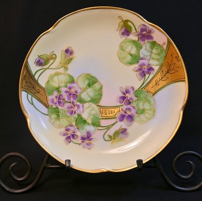 Bavaria J&C Jaeger & Co. Plate 8.5'' Art Deco Violets Louise Mold 1902-1908