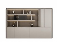 Moderner BüRoschrank Mit Offenen Regalen Und Eleganter Beleuchtung