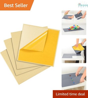 Peel-and-Stick Building Brick Plates 10x10 Inch Beige 4 Pack DIY Craft Toy