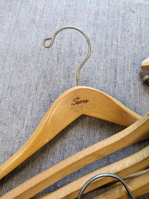 Vintage 50s/60s Wooden Hanger LOT OF 10 Branded & Unmarked USA
