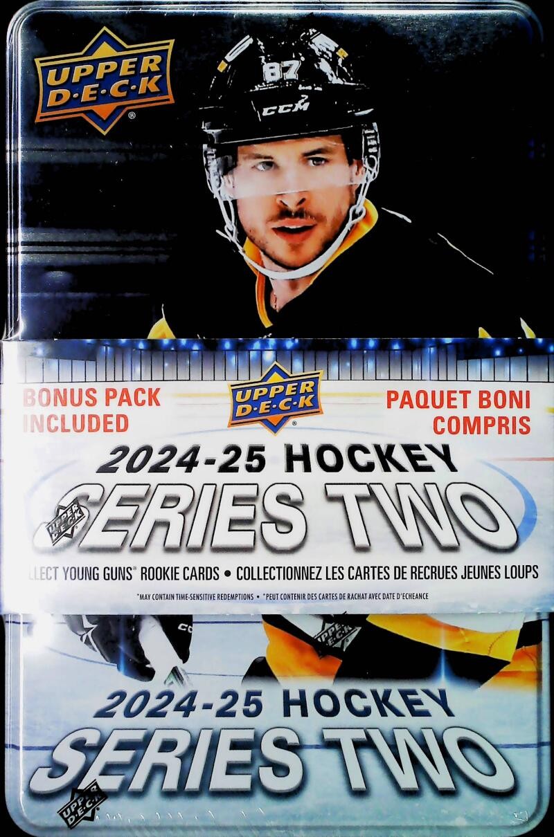 2024-25 NHL UPPER DECK SERIES 2 Hockey Factory Sealed Tin Box 99 Cards