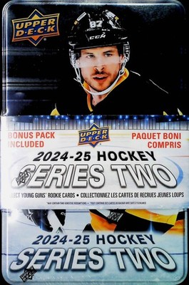 2024-25 NHL UPPER DECK SERIES 2 Hockey Factory Sealed Tin Box 99 Cards