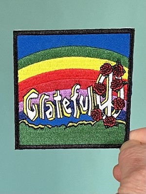 Grateful Dead Iron On Patch Peace Sign Roses Rainbow Embroidered